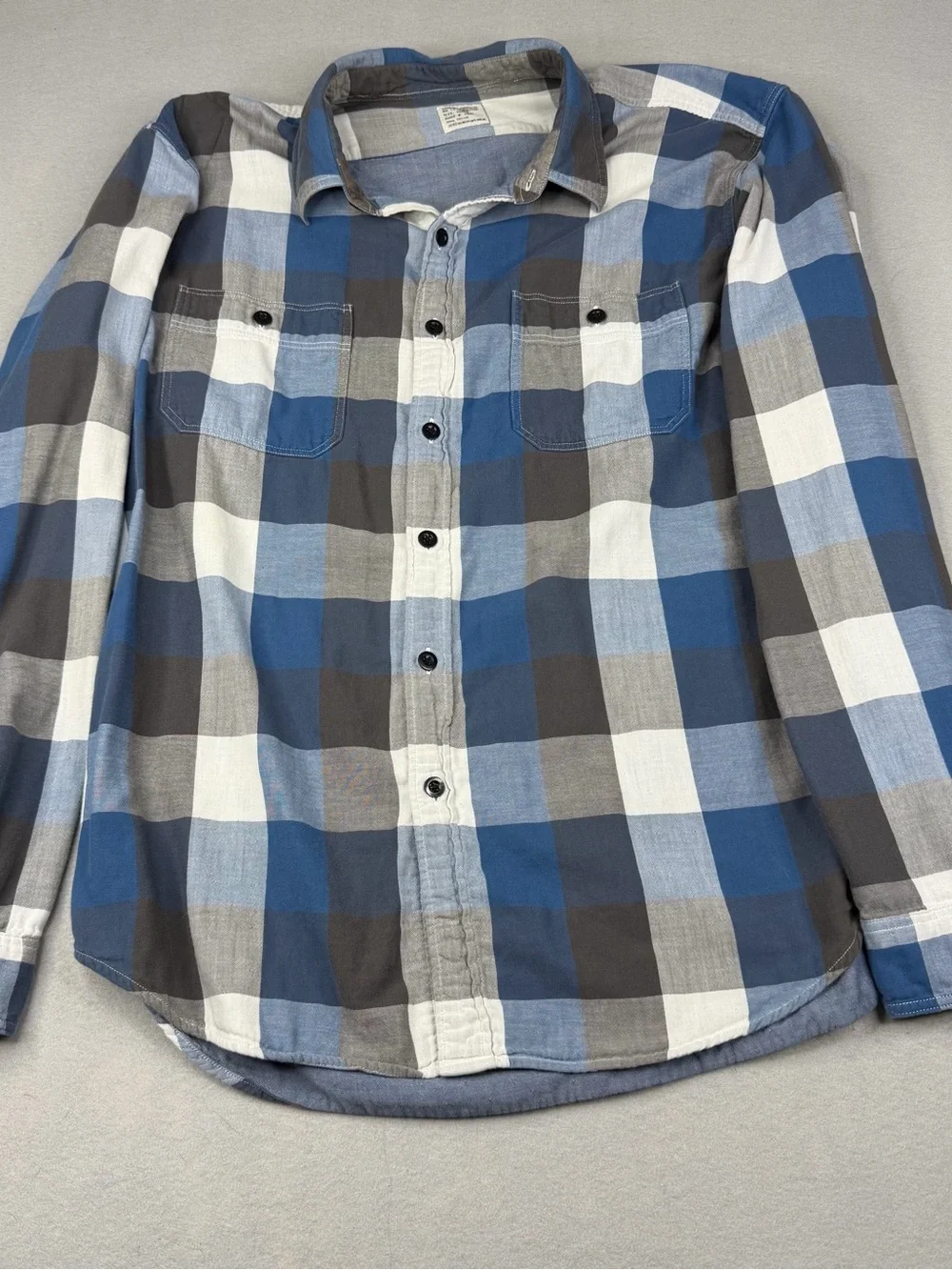J.Crew Authentic Workwear Plaid Shirt Mens XL Blue Gray FA10 Utility 30757